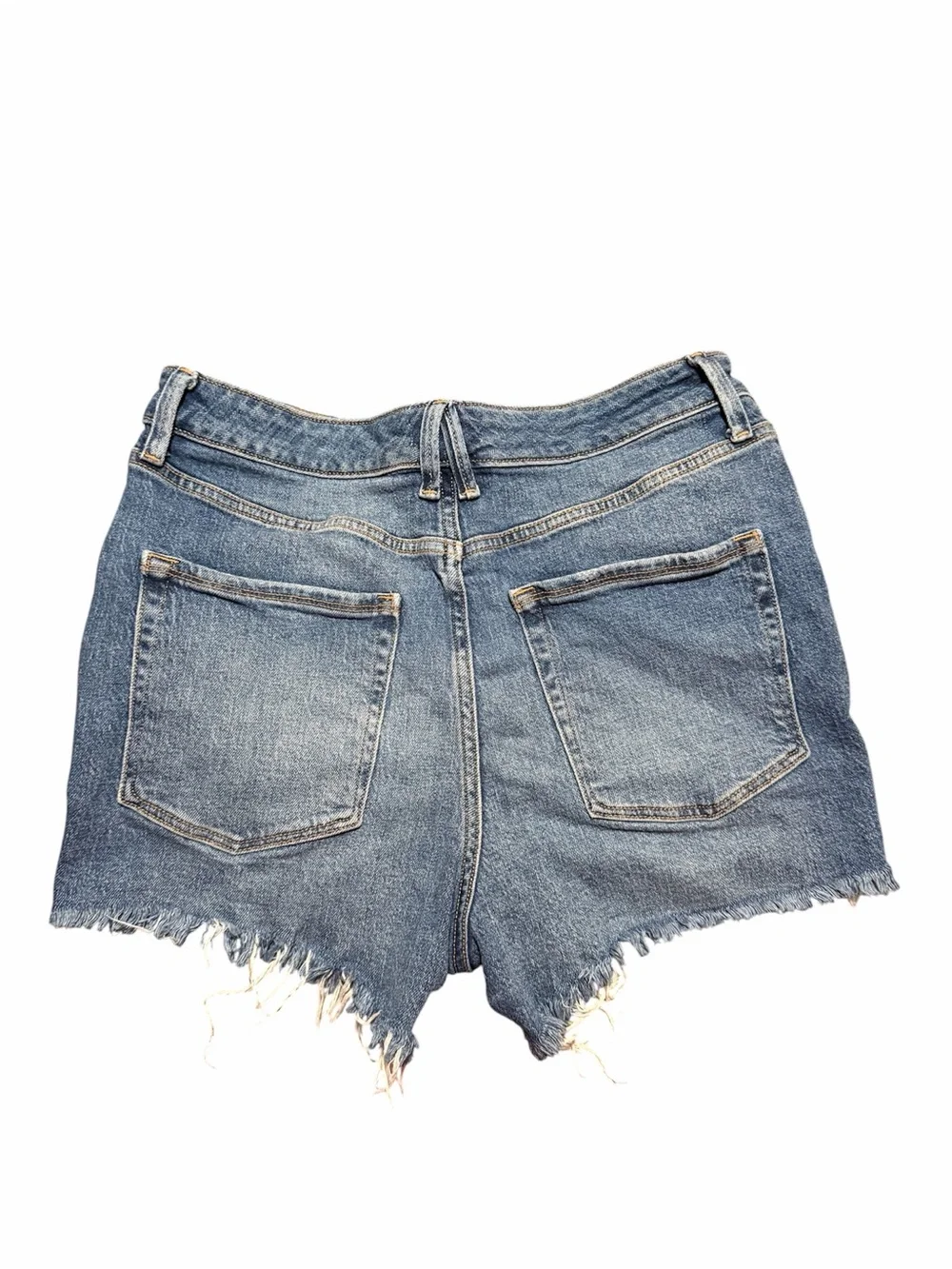 Good American Light Blue Distressed Cutoff Denim Shorts